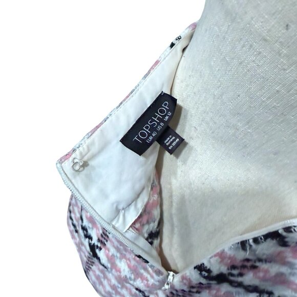Topshop Pink, Black & White Wool Blend Skirt Size 8 - Picture 4 of 4